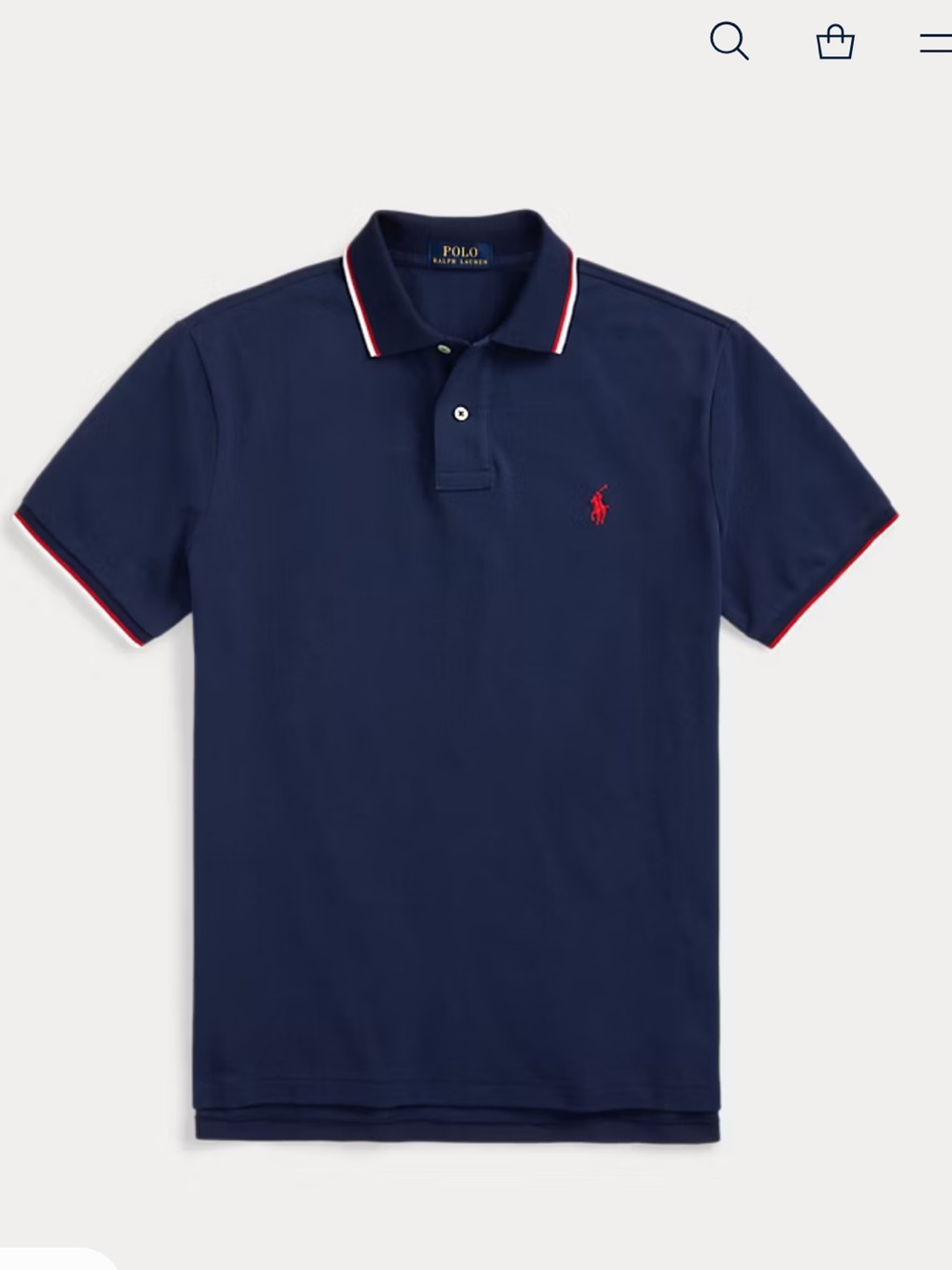 Polo by Ralph Lauren Navy Polo with Red & White Tipping